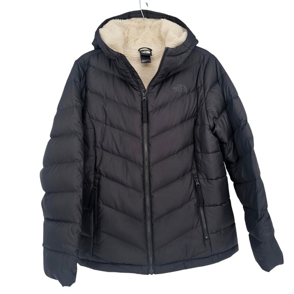The North Face Jackets & Blazers - The North Face Down Sherpa Puffer Jacket Womens XL Black Hooded Lined 550 Winter